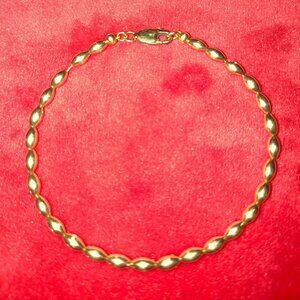Yellow Gold Filled Charleston Rice Bead Bracelet.  7 Inches.